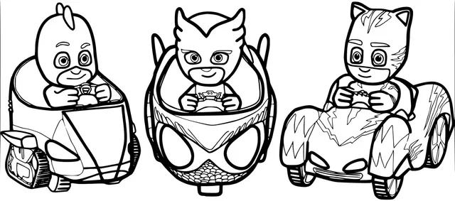 Coloriage Pyjamasques En Voiture De Course - Pyjamasques à imprimer