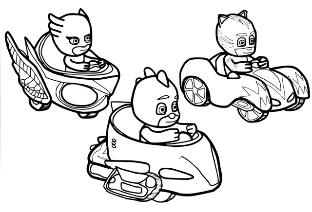 Coloriage Pyjamasques Voiture Rapide - Pyjamasques à imprimer