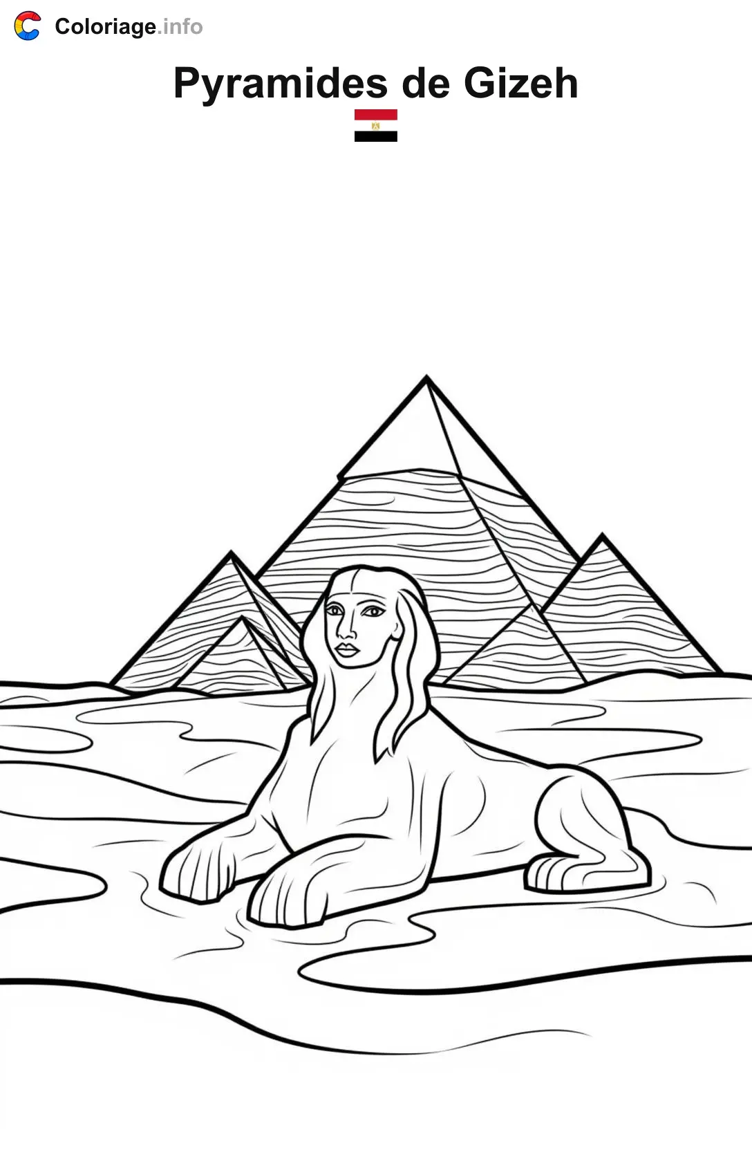 Coloriage Pyramides de Gizeh Égypte - Monuments à imprimer