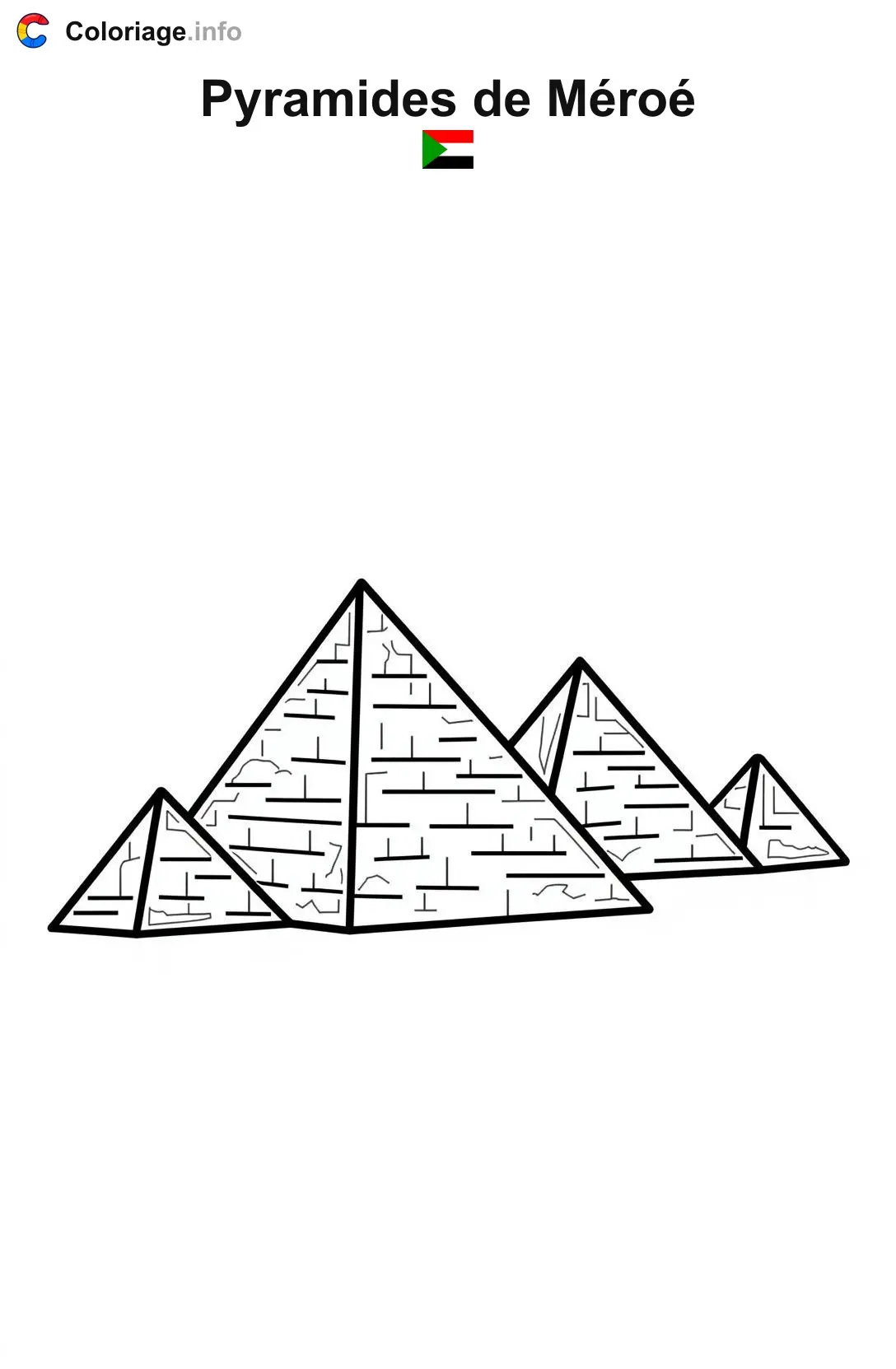 Coloriage Pyramides de Méroé Soudan - Monuments à imprimer
