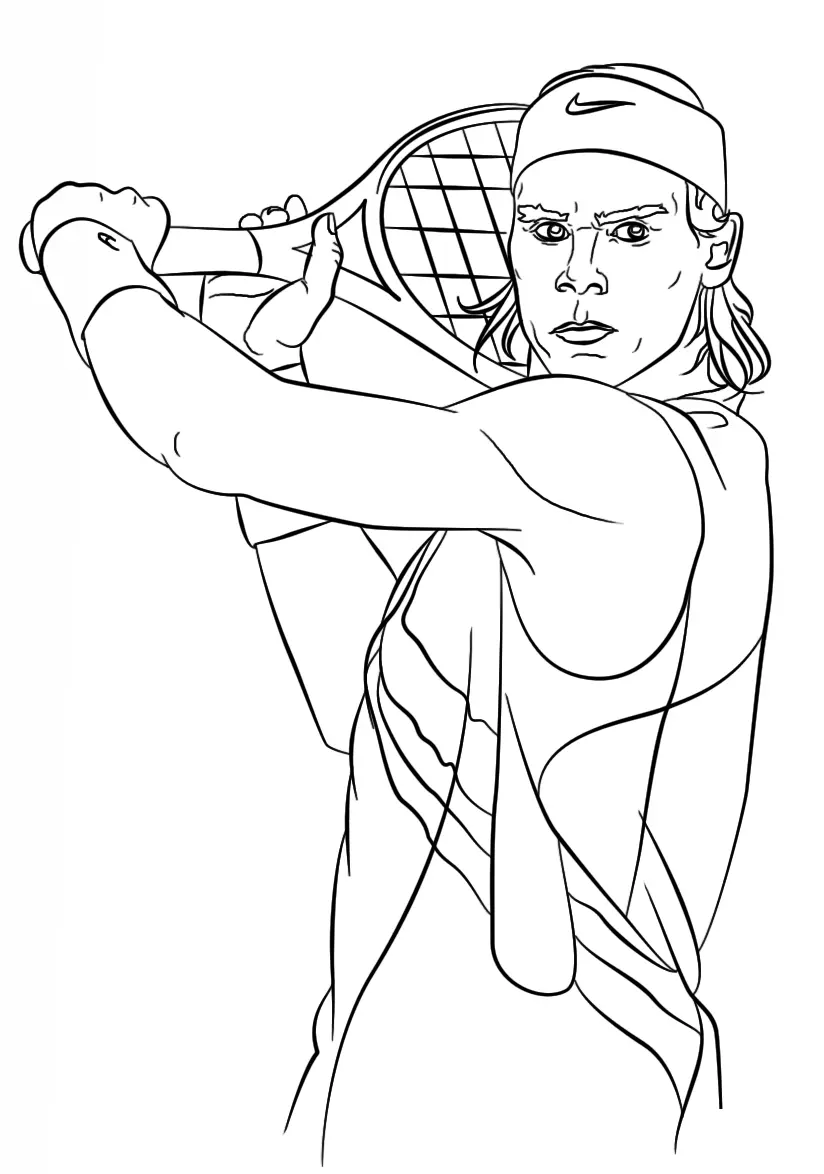 Coloriage Rafael Nadal Tennis - Tennis à imprimer