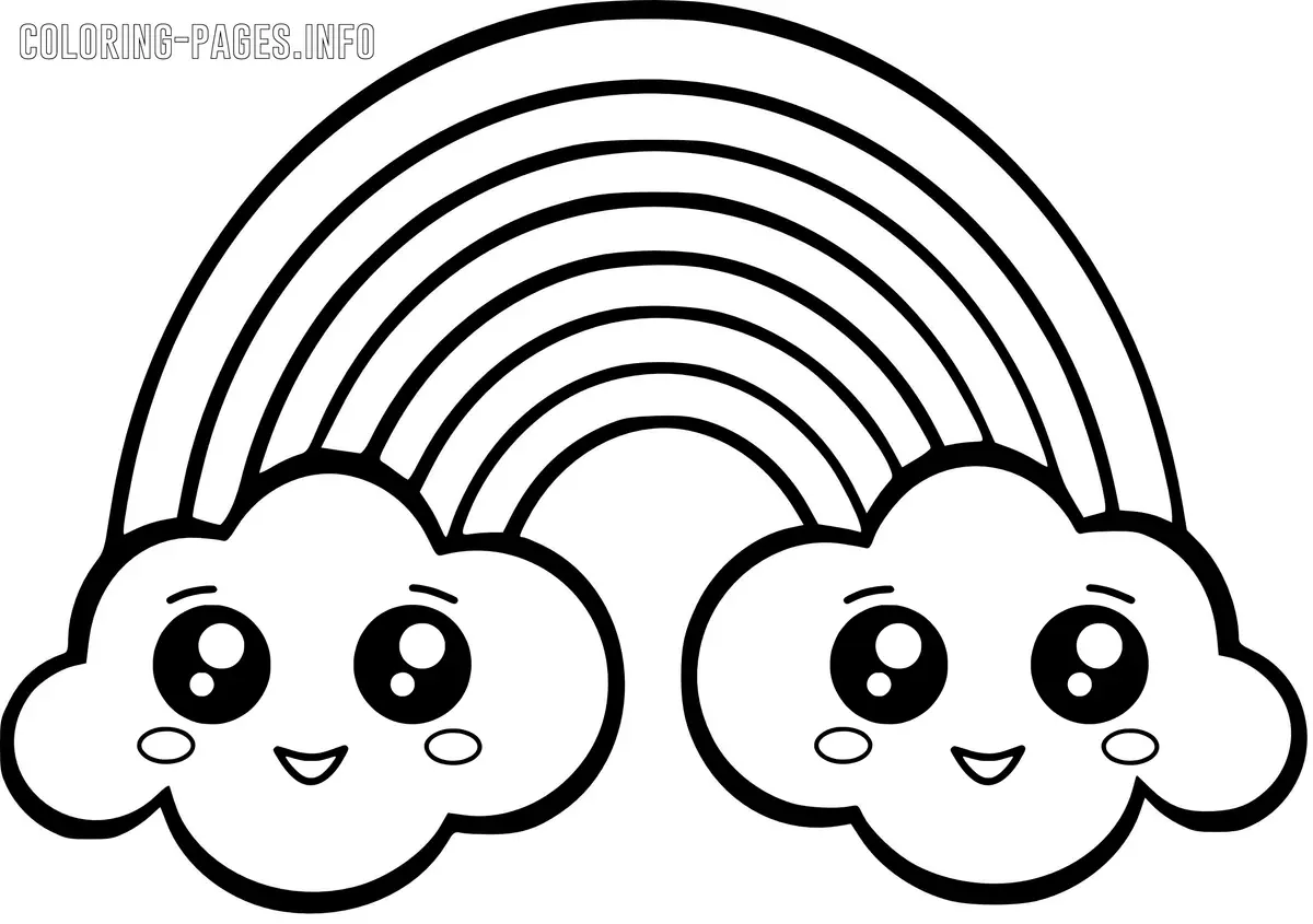 Cute Easy Rainbow coloring page to print