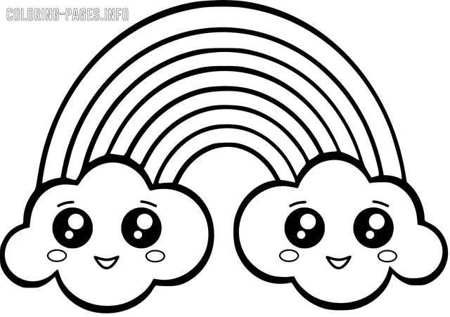 Coloriage Rainbow Kawaii - Kawaii à imprimer