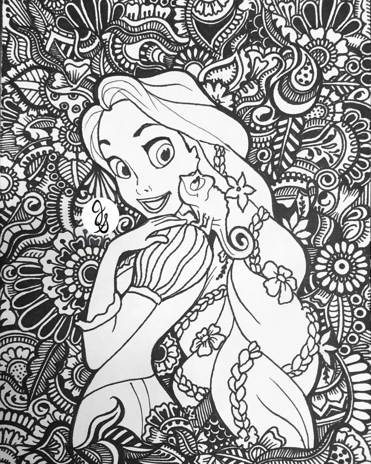 Ausmalbild Rapunzel Disney Ausmalbilder für Erwachsene zum Ausdrucken