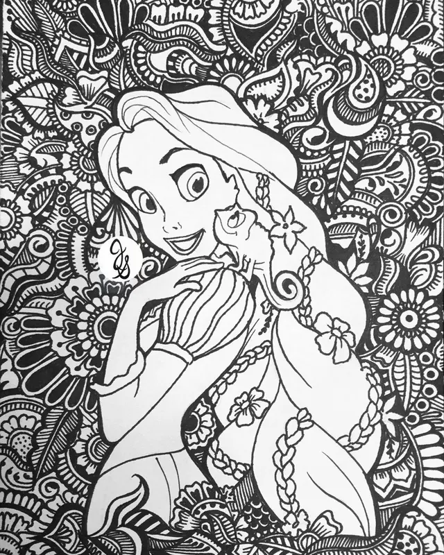 Rapunzel Disney Adult coloring page to print