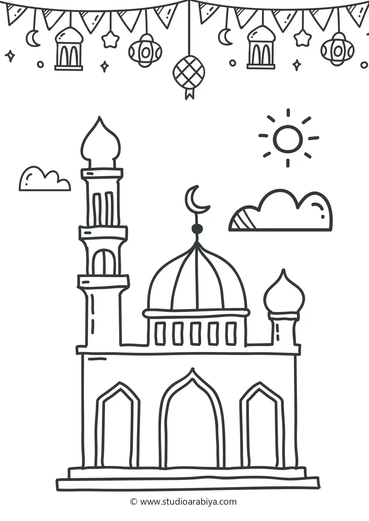 Kleurplaat Ramadan Moskee om te printen
