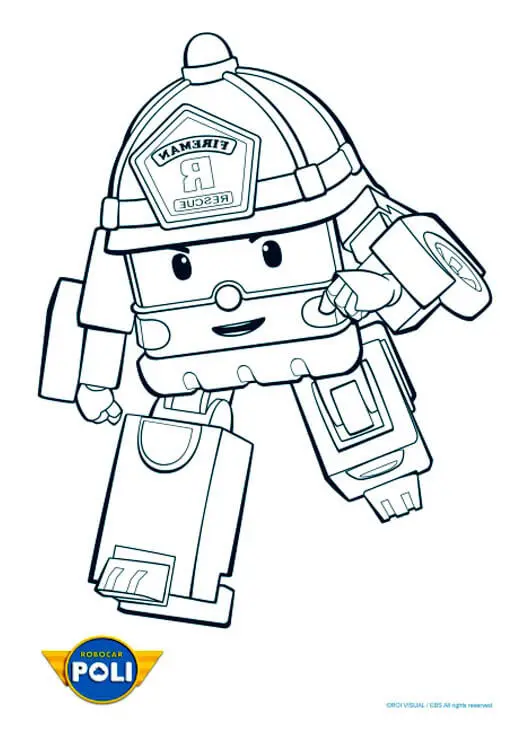 Coloriage Rapide Robocar Poli Camion De Pompier - Robocar poli à imprimer
