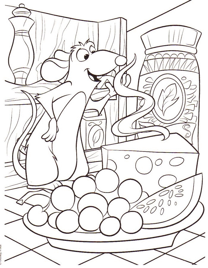 Coloriage Ratatouille Souris Fromage - Souris à imprimer