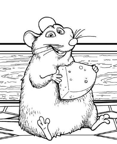 Coloriage Ratatouille Souris Mange Du Fromage - Souris à imprimer