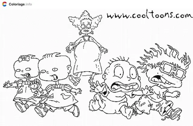 Desenho de Os Rugrats brincando juntos com alegria para colorir