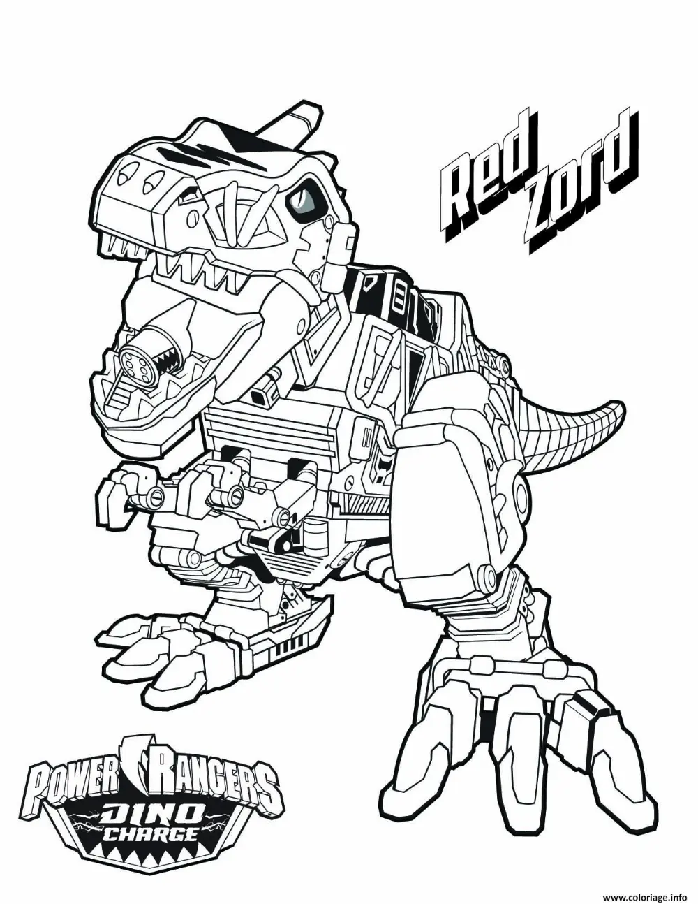 Coloriage Red Zord Dino Charge - Power rangers à imprimer