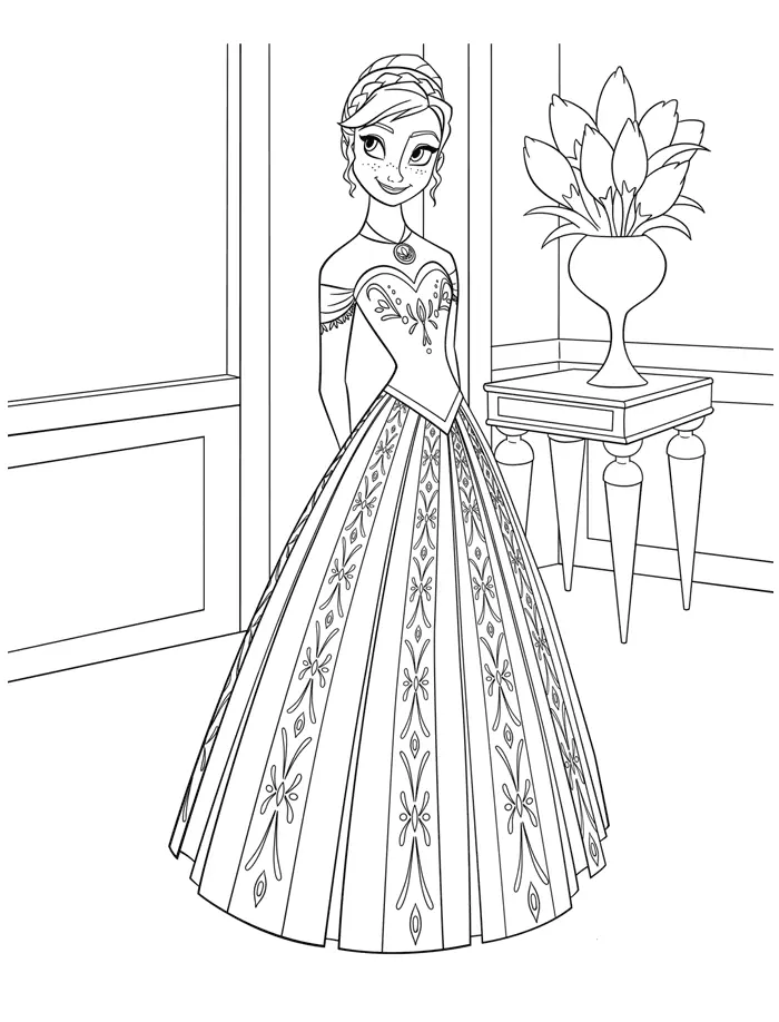 Elsa from Frozen in Her Beautiful Gown coloring page to print