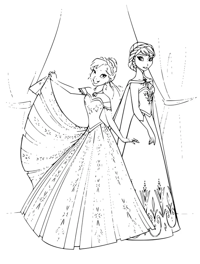 Coloriage Reine Des Neiges Princesse Anna Elsa Dessin - Elsa à imprimer