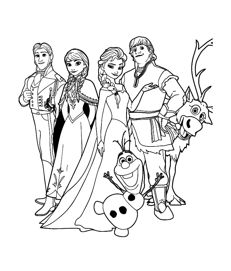 Frozen Disney Cast coloring page to print