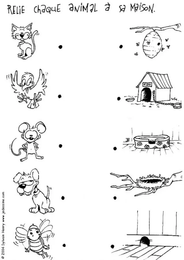 Coloriage Relie Chaque Animal A Sa Maison Jeu A Imprimer - Jeux à imprimer à imprimer