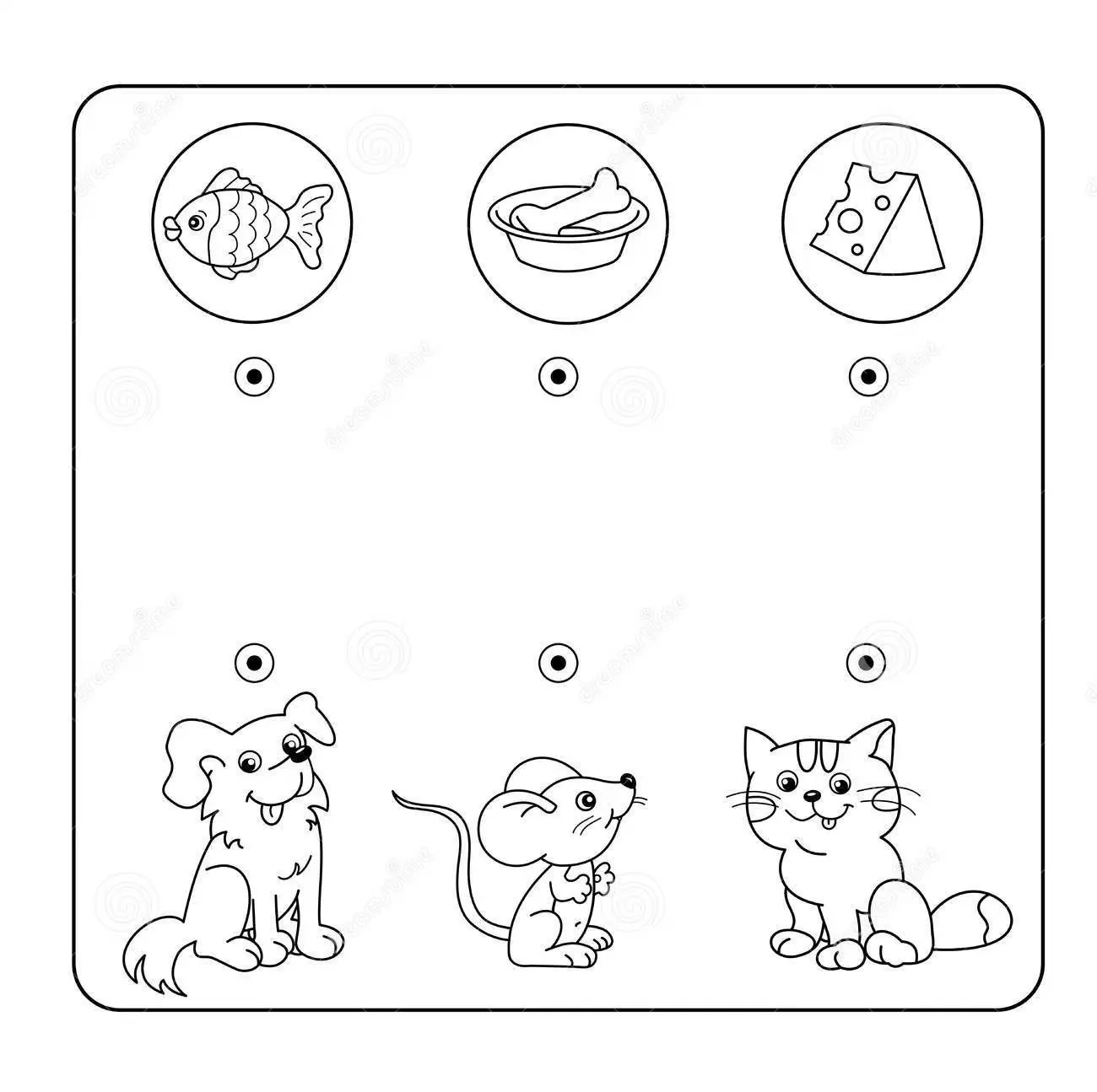 Coloriage Relie Chaque Animal A Son Repas Jeu A Imprimer - Jeux à imprimer à imprimer