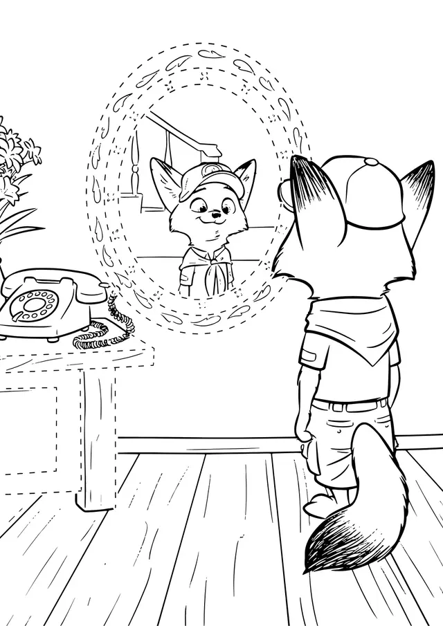 Coloriage Rencontre Entre Nick Wilde Et Judy Hopps De Zootopie - Zootopie à imprimer