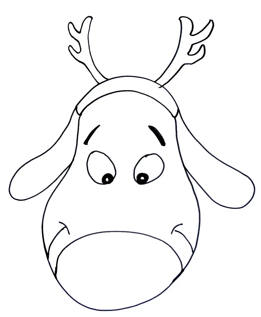 Coloriage Renne De Noël Joyeux Avec Un Grand Sourire - Renne de Noël à imprimer