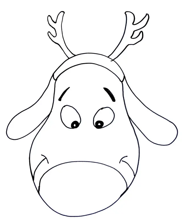 Coloriage Renne De Noël Joyeux Avec Un Grand Sourire - Renne de Noël à imprimer
