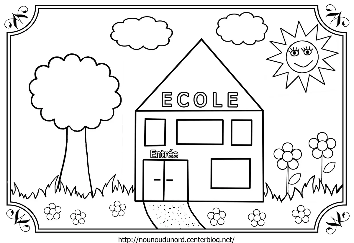 Back to Preschool Landscape coloring page to print