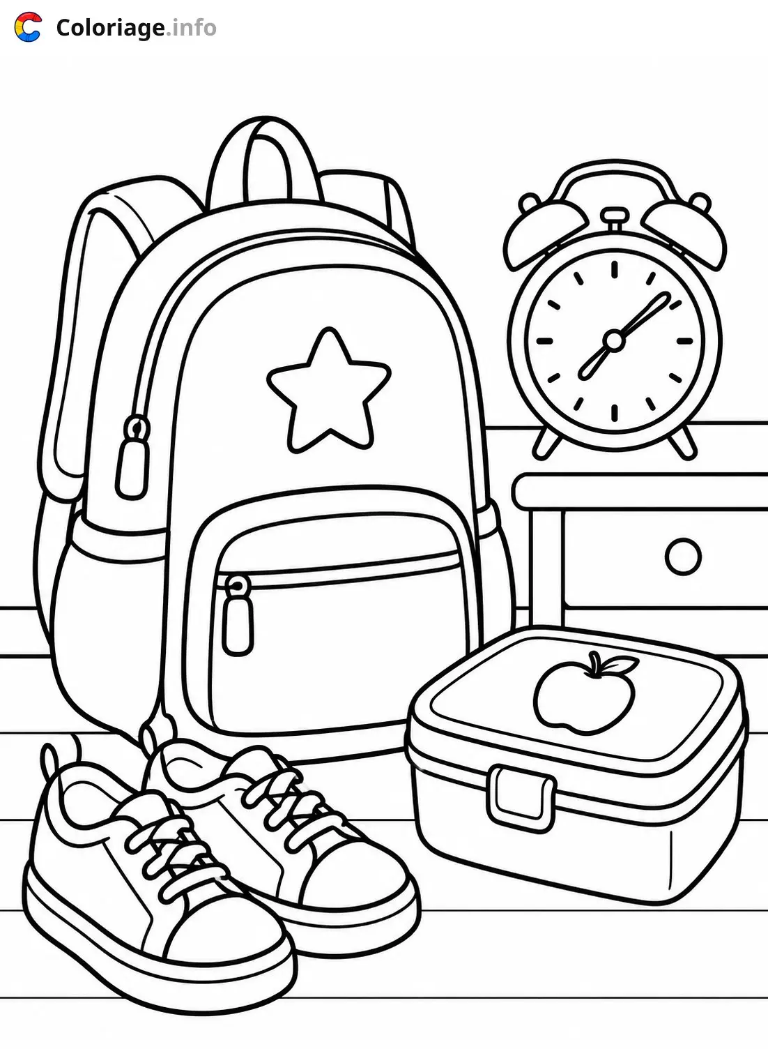 Coloriage Rentrée scolaire fournitures et accessoires à imprimer