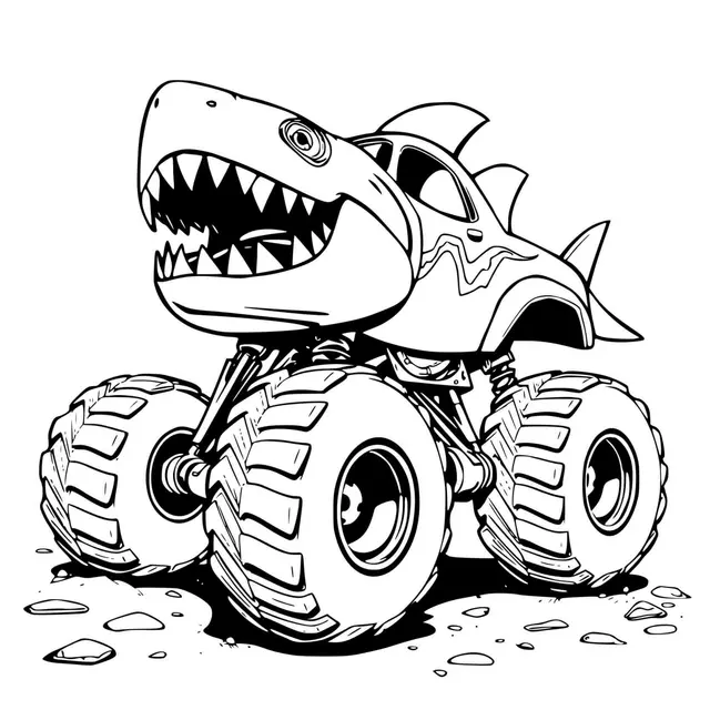Coloriage Requin Méchant Monster Truck - Monster truck à imprimer