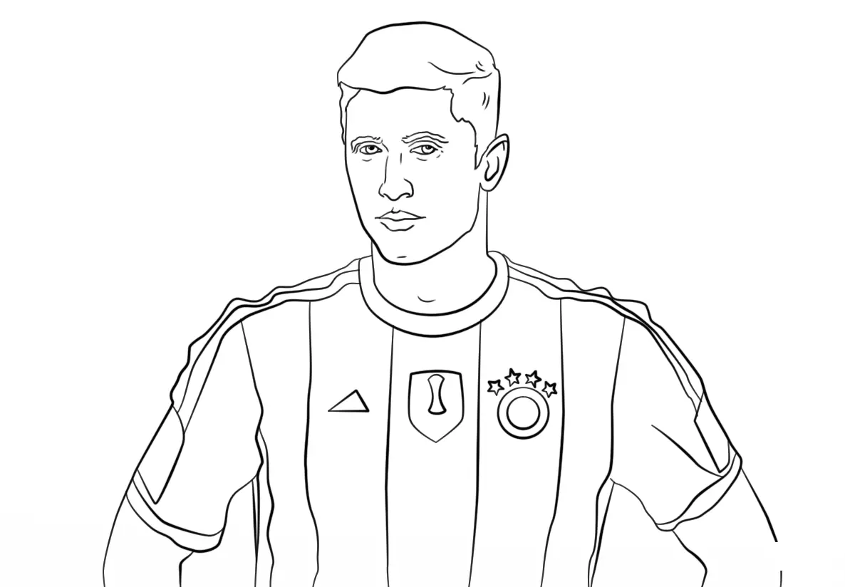 Coloriage Robert Lewandowski Foot Football - Foot à imprimer