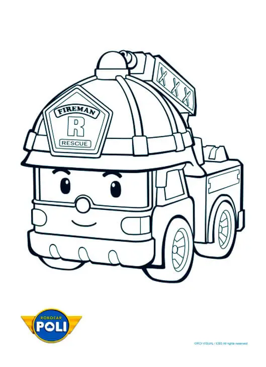 Coloriage Robocar Poli Camion De Pompier - Robocar poli à imprimer