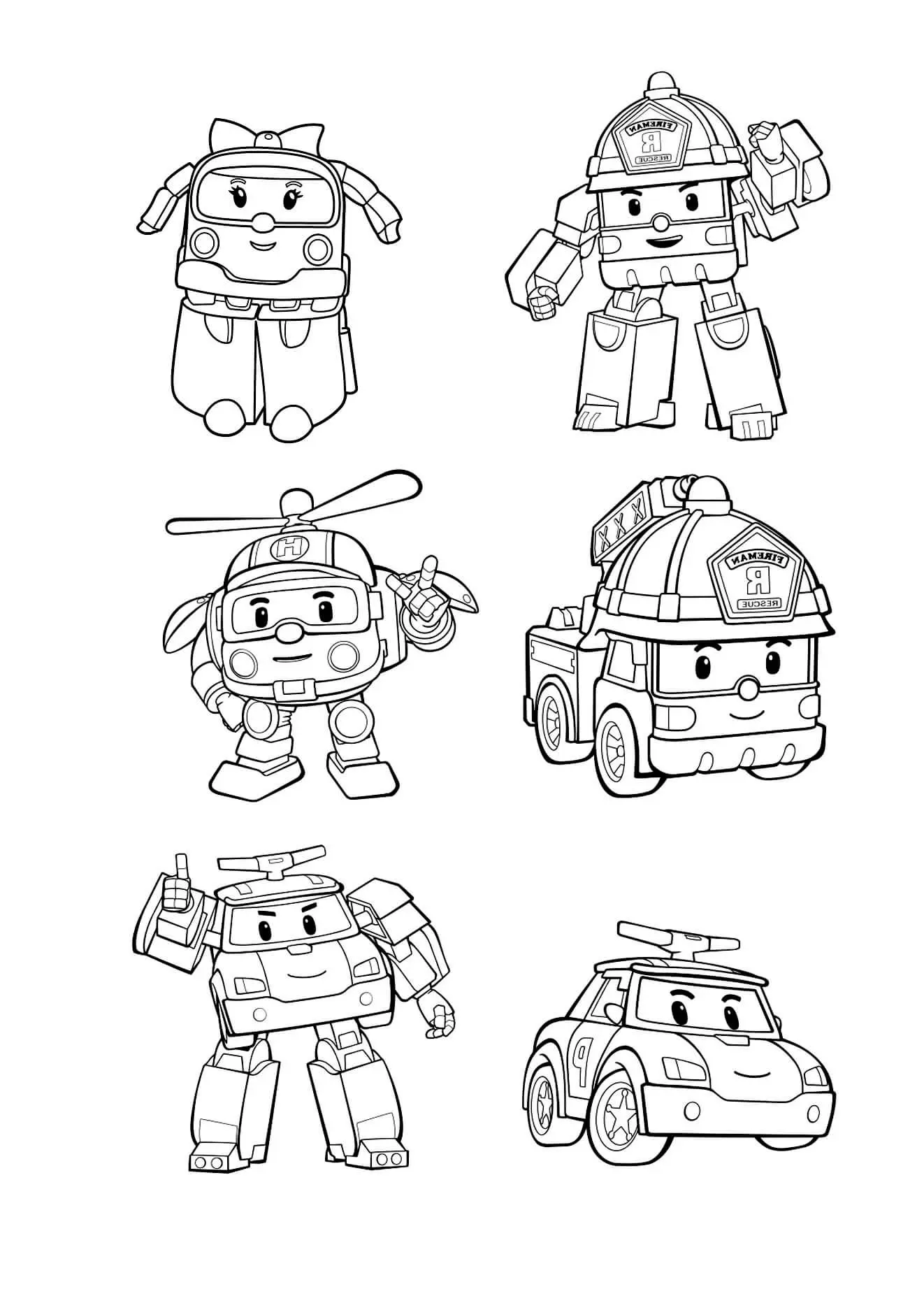 Coloriage Robocar Poli Personnages - Robocar poli à imprimer