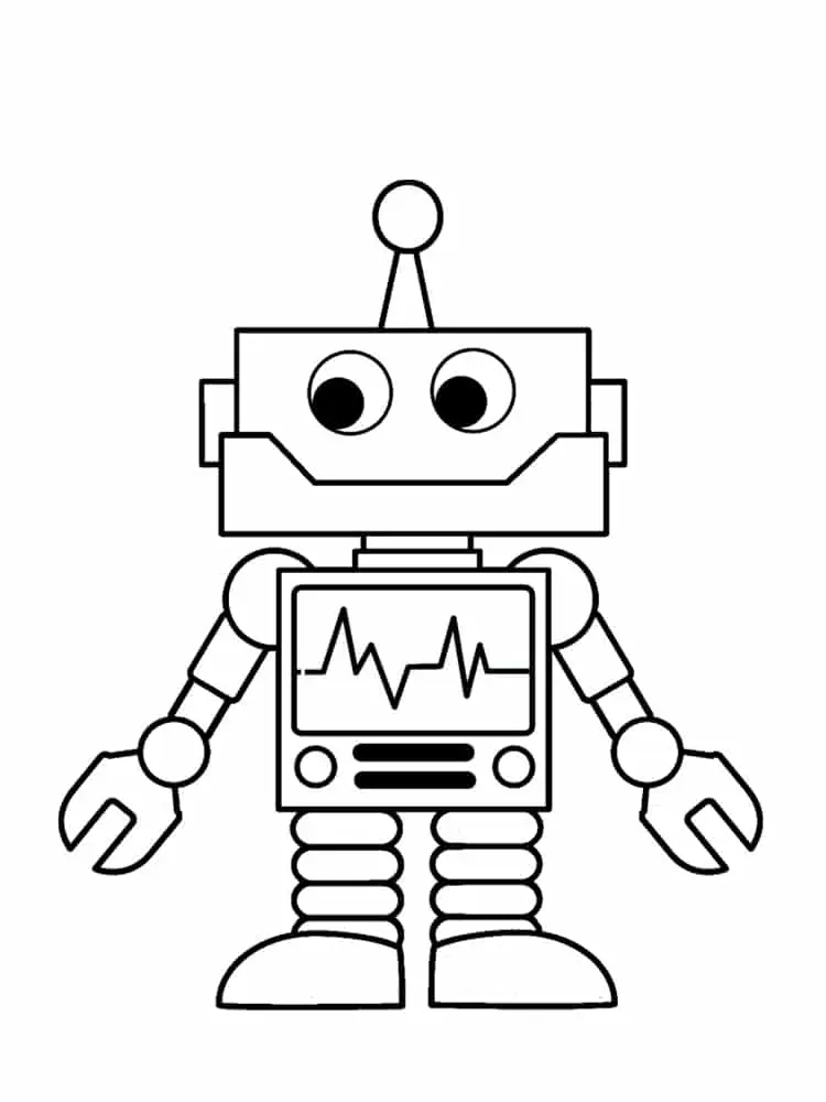 Ausmalbild Einfacher Roboter für Kinder zum Ausdrucken