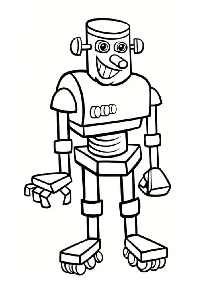 Coloriage Robot Gentil Avec Un Grand Sourire - Robot à imprimer