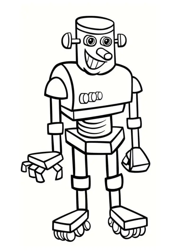 Coloriage Robot Gentil Avec Un Grand Sourire - Robot à imprimer