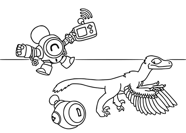 Coloriage Robot Nani Et Un Bébé Dinosaure - Brawl stars à imprimer
