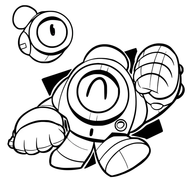 Coloriage Robot Nani Heureux - Brawl stars à imprimer