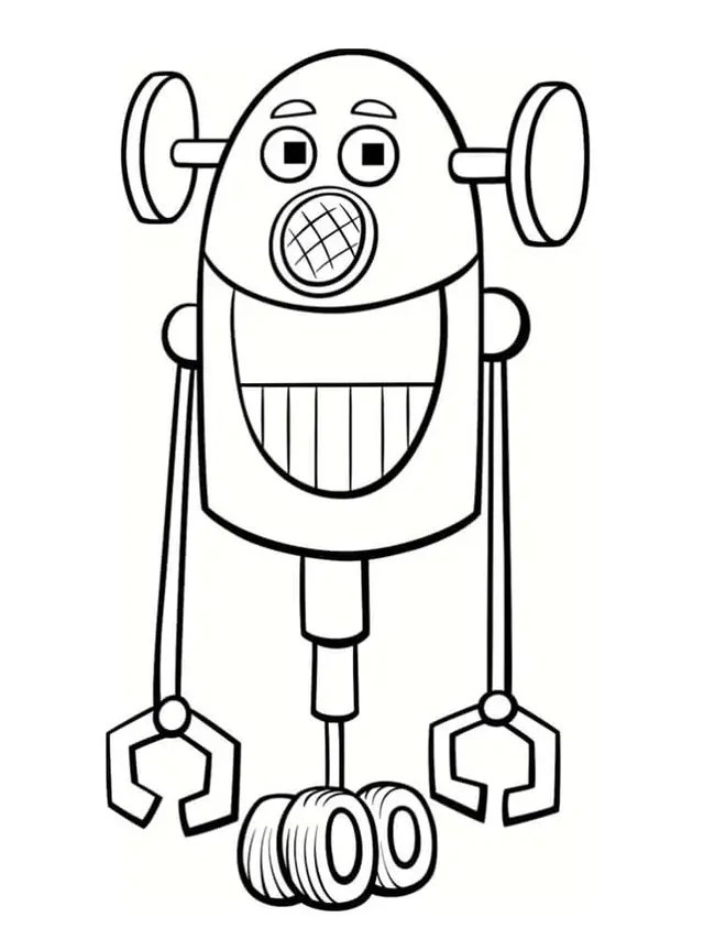 Coloriage Robot Rigolo Avec Un Grand Sourire - Robot à imprimer