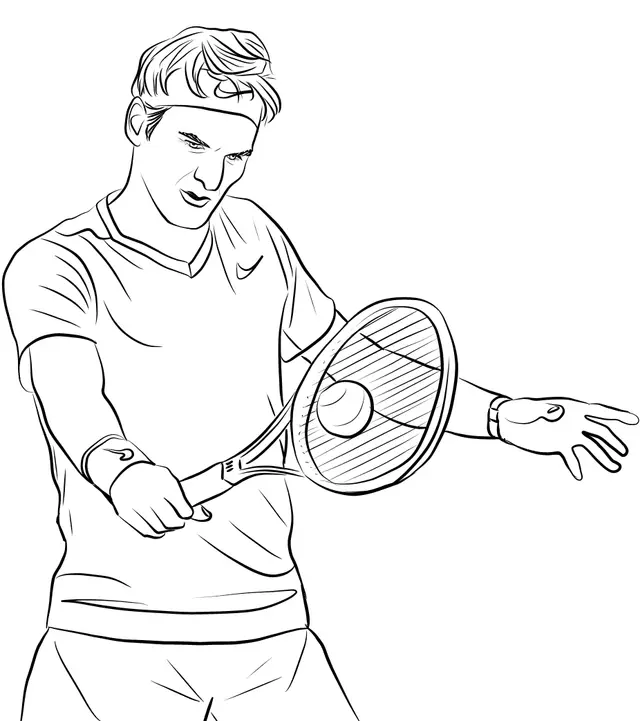 Coloriage Roger Federer Tennis - Tennis à imprimer