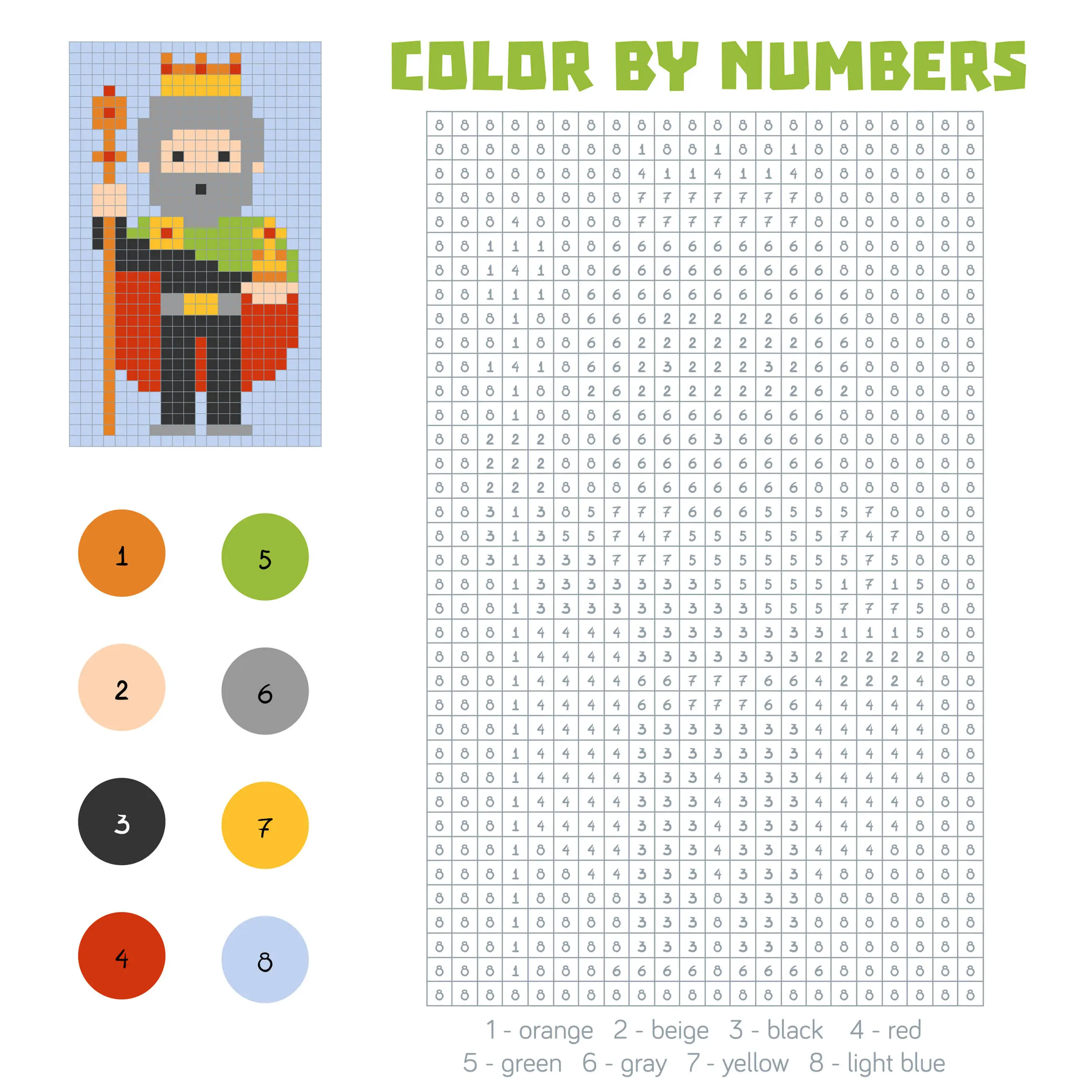 Coloriage Roi Du Château Magique Pixel - Magique à imprimer