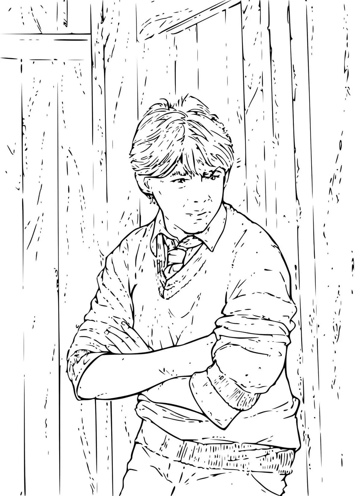 Coloriage Ron Contre Le Mur - Harry potter à imprimer