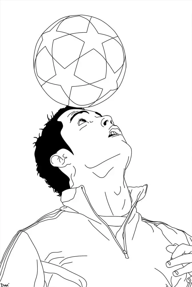 Coloriage Ronaldo Cristiano Ballon De Foot Sur La Tête - Ronaldo à imprimer