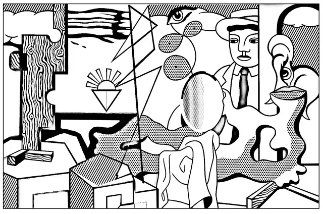 Coloriage Roy Lichtenstein Icones Americaines - Art à imprimer
