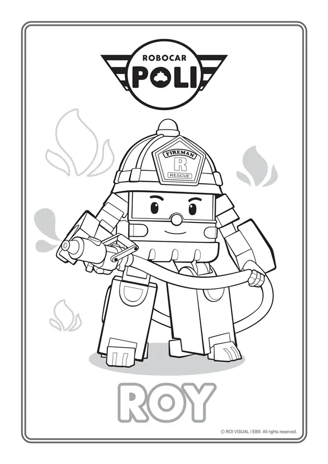 Coloriage Roy Robocar Poli Pompier - Robocar poli à imprimer