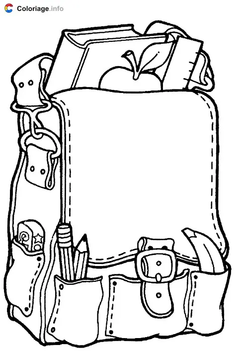 Student Backpack coloring page to print