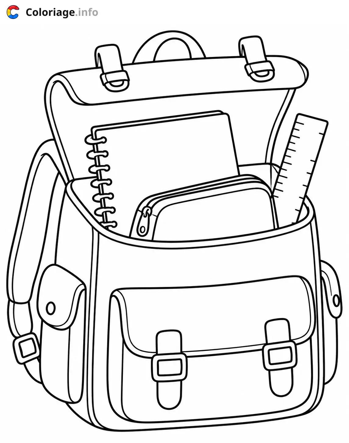 Dibujo de Mochila escolar completa para colorear