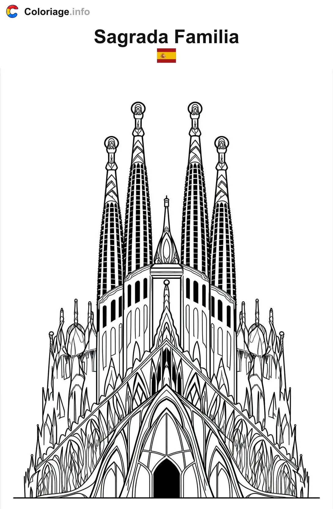 Coloriage Sagrada Familia Espagne - Monuments à imprimer