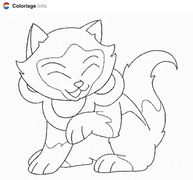 Desenho de Sagwa o gato sorridente e alegre para colorir