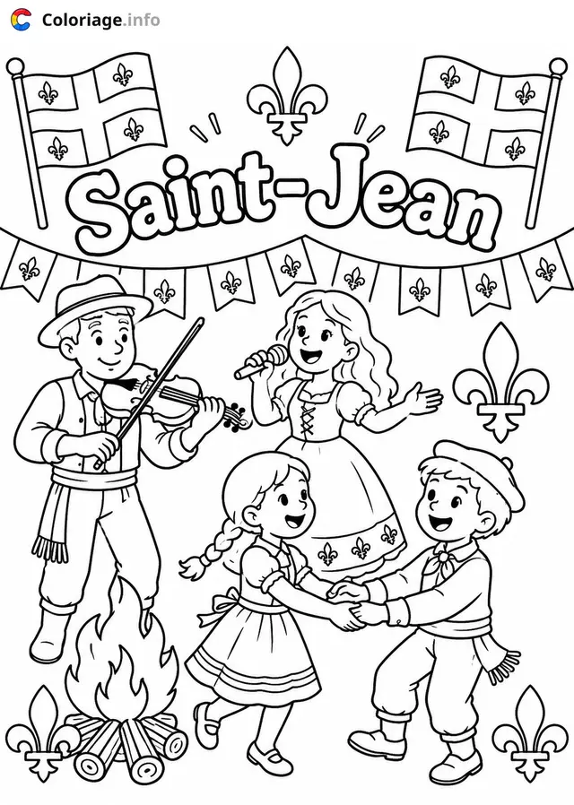 Desenho de Festa de São João Québécoise para colorir