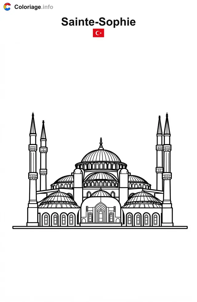 Coloriage Sainte-Sophie Turquie - Monuments à imprimer