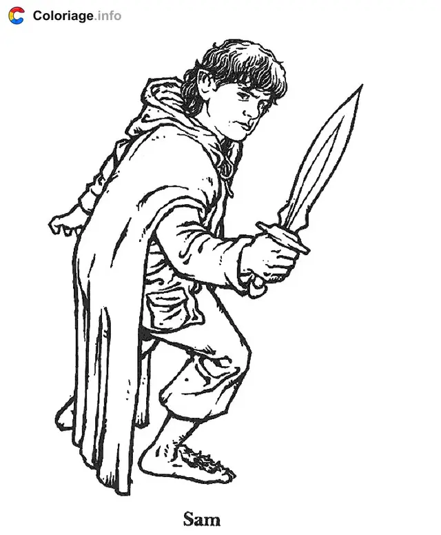 Desenho de Sam - Senhor dos Anéis para colorir