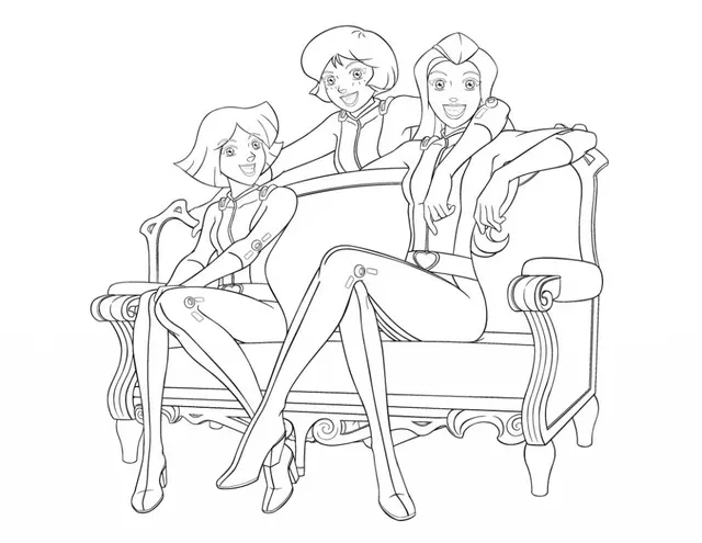 Sam, Alex, and Clover at WOOHP coloring page to print
