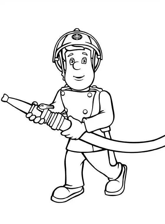 Coloriage Sam Le Pompier En Action - Sam le pompier à imprimer